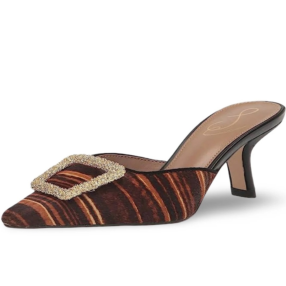Sam Edeman Women's Brit Heels Brown Stripe Brahma size 8